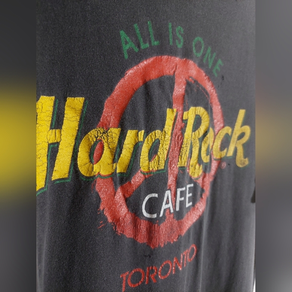 Vintage 90s Hard Rock Cafe Peace Sign Toronto Size L Grunge Distressed Alt Goth - Picture 7 of 7
